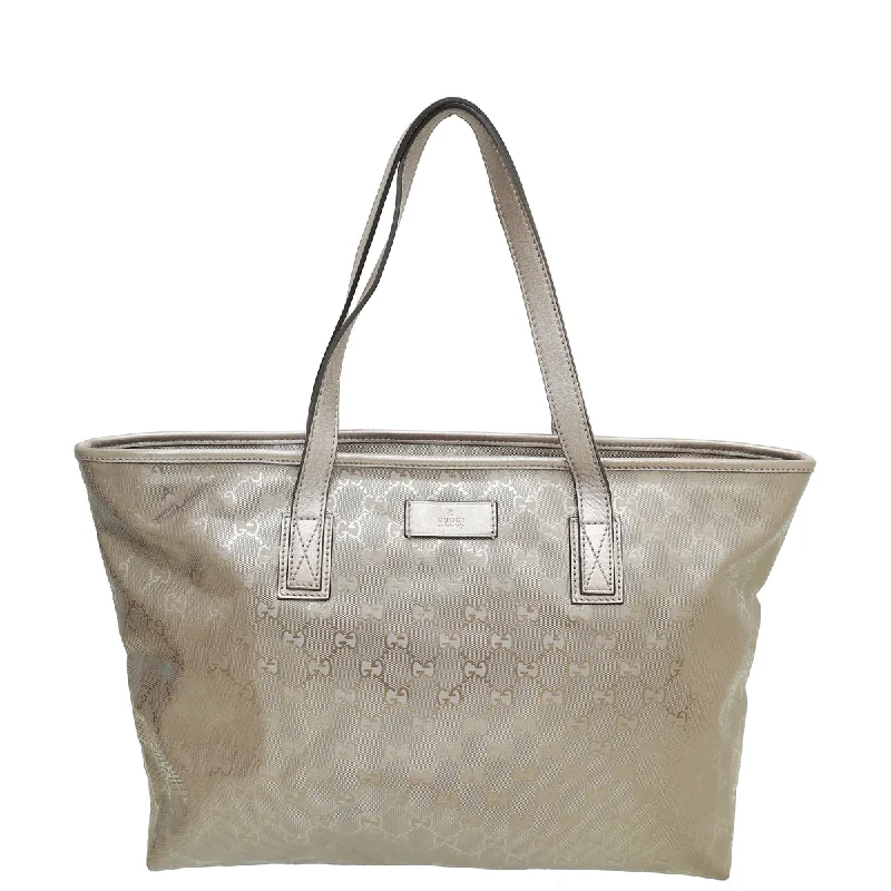  Fashion Bags, Huge SavingsInsane Discount Onslaught Gucci Metallic Pinkish Grey GG Imprime Medium Tote Bag