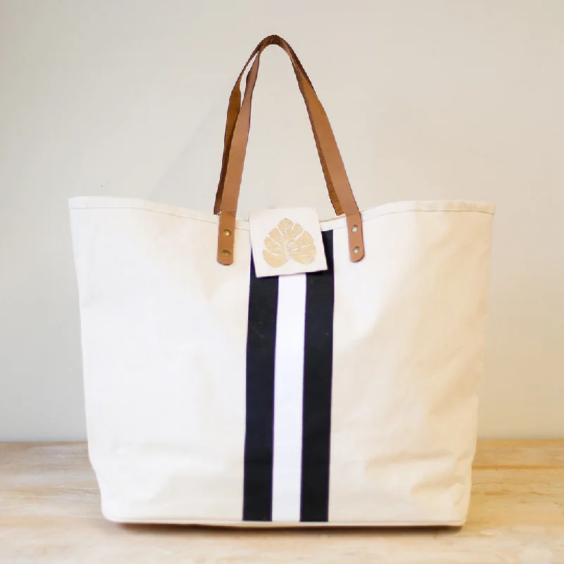  Affordable Elegance, Grab YoursMega Sales Boca Palm Canvas Tote, Black / Natural
