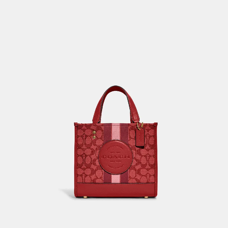 Coach Outlet Dempsey Tote 22 In Signature Jacquard With Stripe And Coach Patch