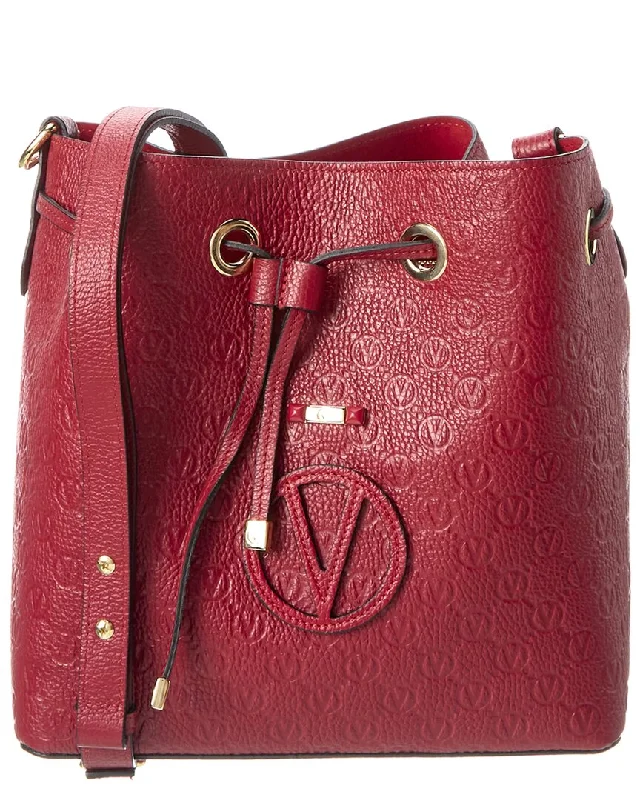 Valentino by Mario Valentino Karl Medallion Leather Bucket Bag