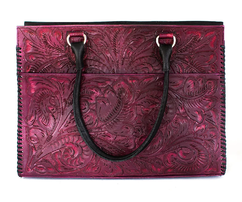 Juan Antonio Tooled Maroon Tote