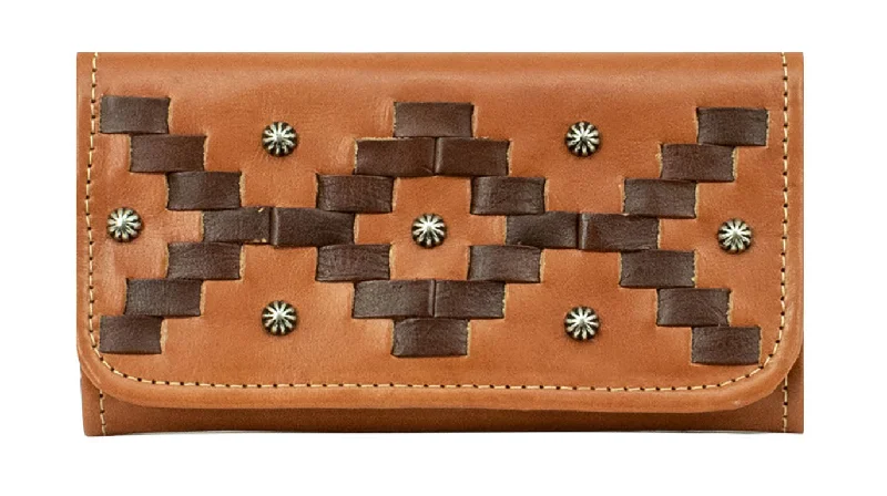 Tribal Weave Ladies' Tri-Fold Wallet - Golden Tan