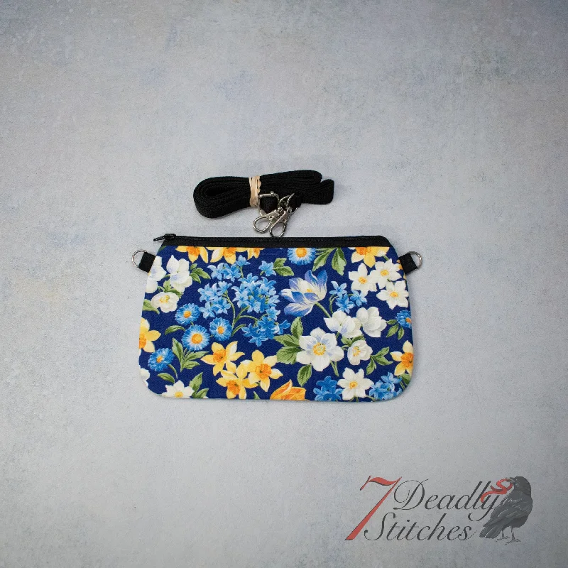 Blue and Yellow Flowers Simple Crossbody