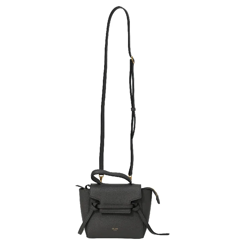 Celine Pico Belt Bag in Grey Grained Calfskin Leather