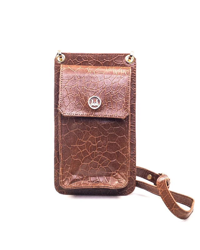 Cross Body Pouch: Cinnamon Marble Crocodile Print