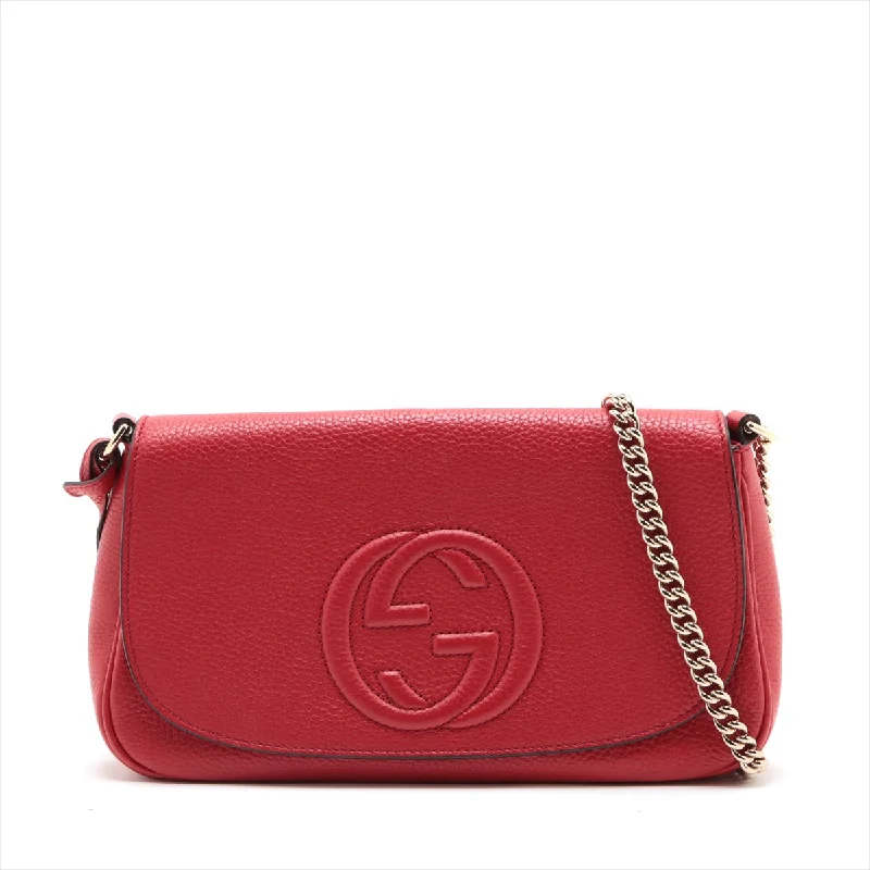 Gucci Soho Leather Chain Shoulder Bag Red