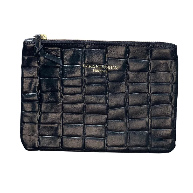 Large Mini Shiny Black Croc Zip Pouch