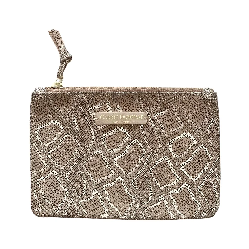 Large Navy Champagne Python Mini Zip Pouch