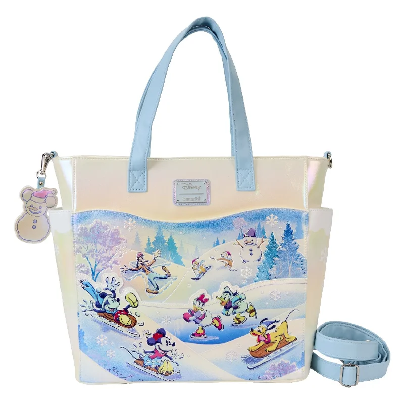 Loungefly Disney Mickey And Friends Winter Wonderland Scene Convertible Tote