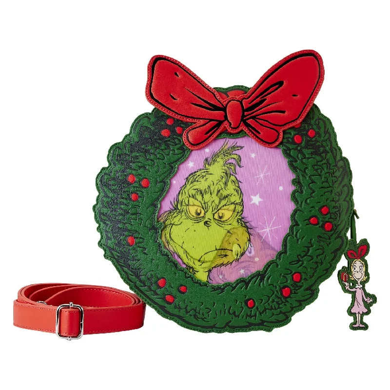 Loungefly Dr Seuss Grinch Christmas Wreath Figural Crossbody