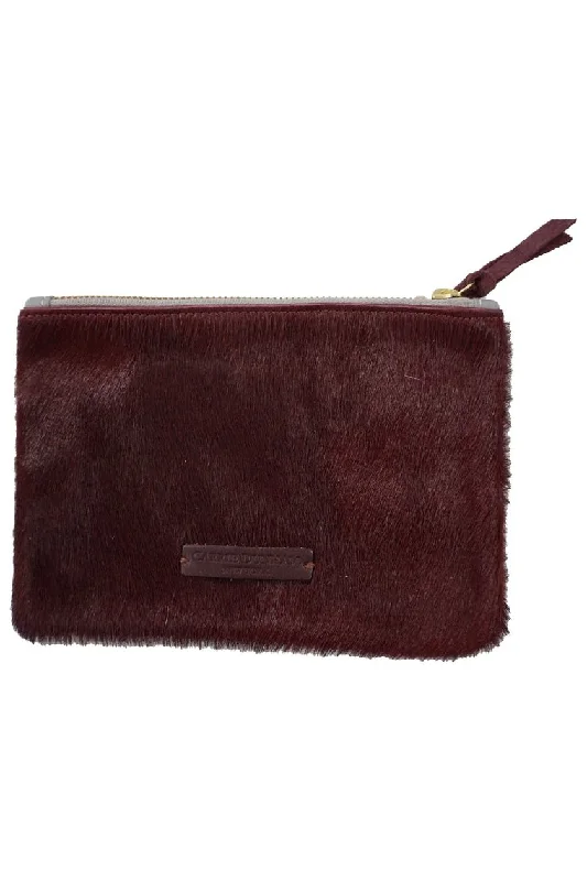 6x4 Mini Mini Burgundy Pony Zip Pouch