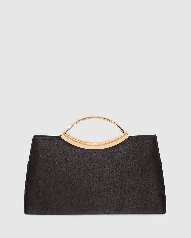 Black Jessie Handle Clutch Bag