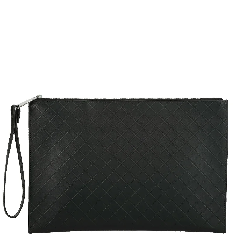 Pouch Zip Wristlet Rubber Intrecciato, Black