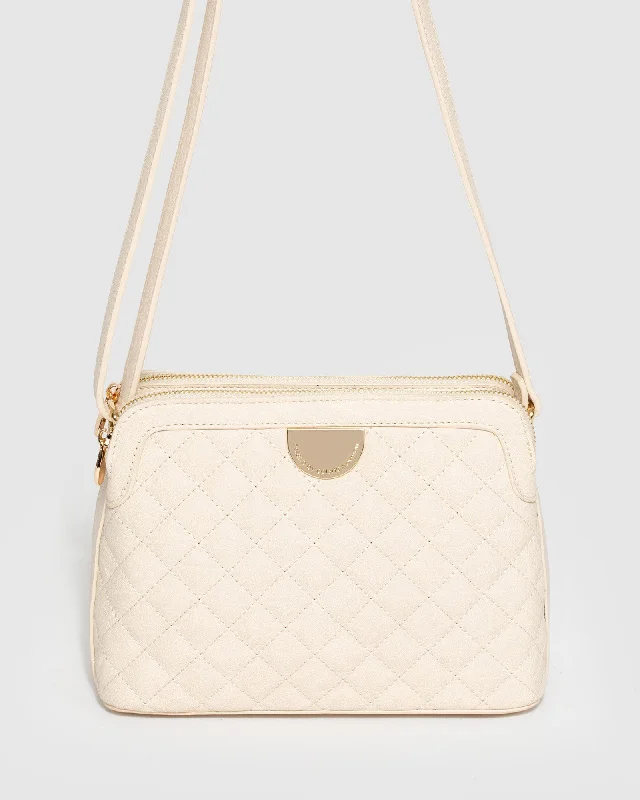 Ivory Quilt Crossbody Bag