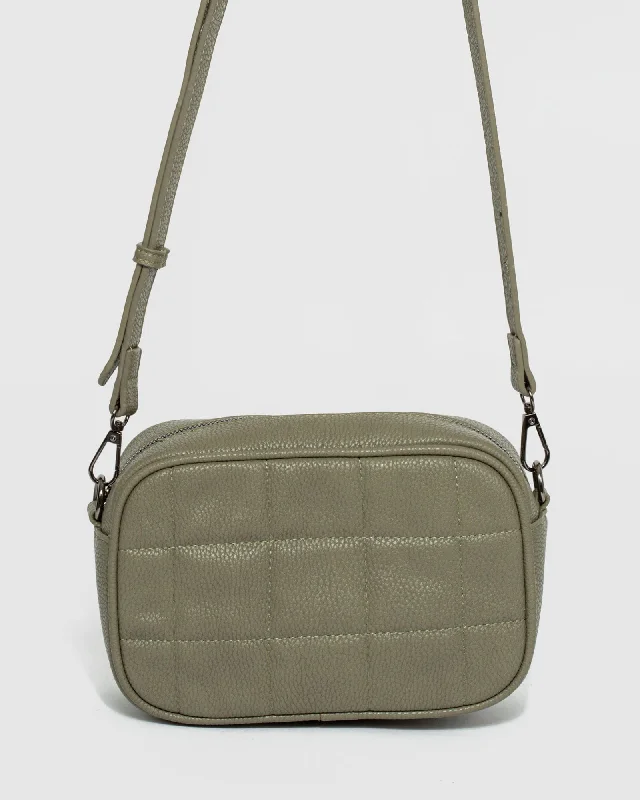 Khaki Quilted Crossbody Bag