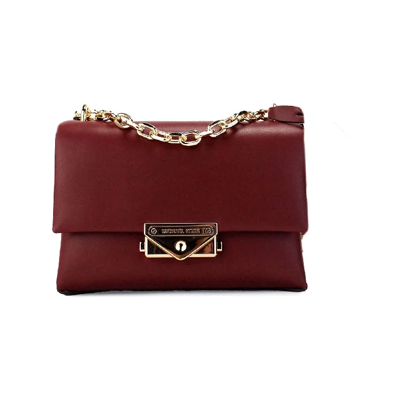 Michael Kors Cece Small Dark Cherry Vegan Leather Convertible Flap Crossbody Bag