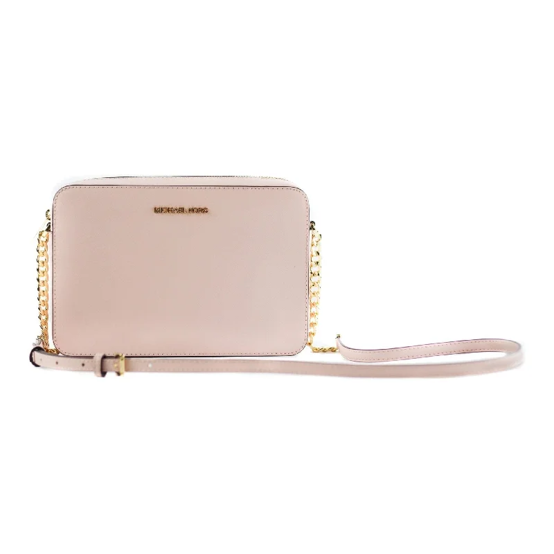 Michael Kors Jet Set Large East West Saffiano Leather Crossbody Bag Handbag (Powder Blush)