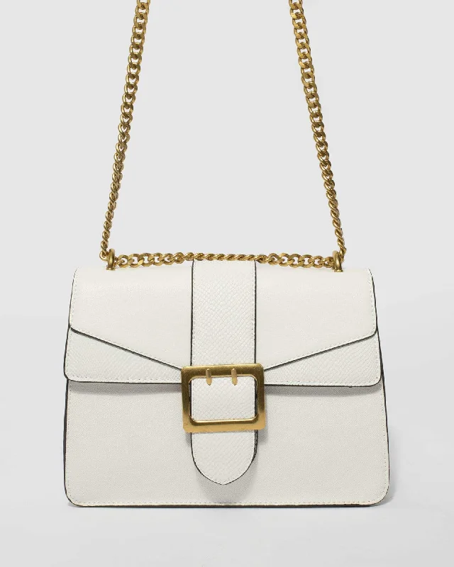 White Buckle Crossbody Bag