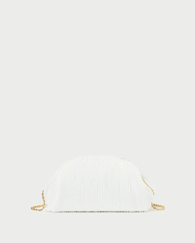 Bailey White Pleated Dome Clutch