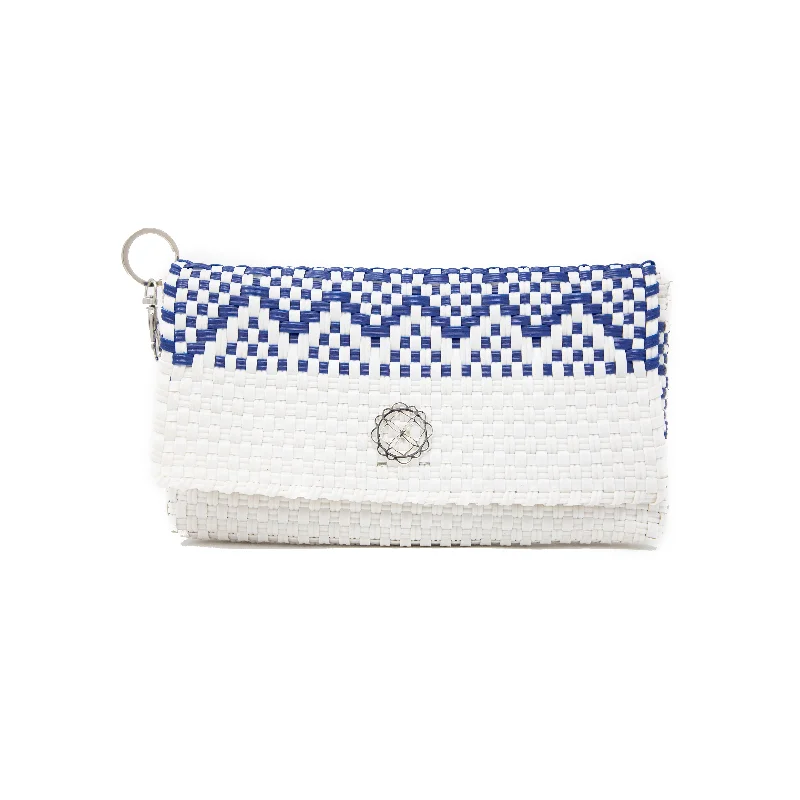 BLUE WHITE AZTEC CLUTCH