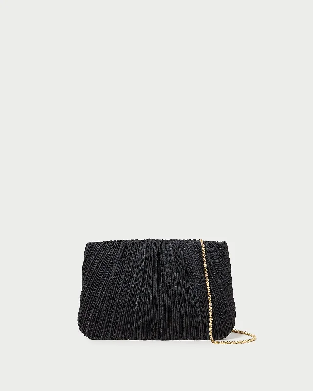 Brit Black Flat Pleated Clutch