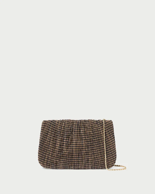 Brit Brown/Black Check Pleated Clutch