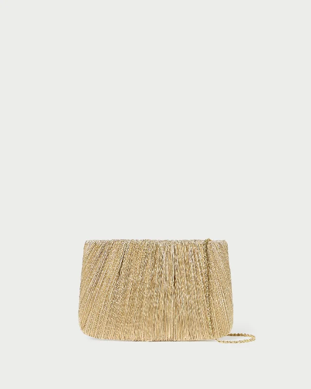 Brit Gold Lamé Pleated Clutch