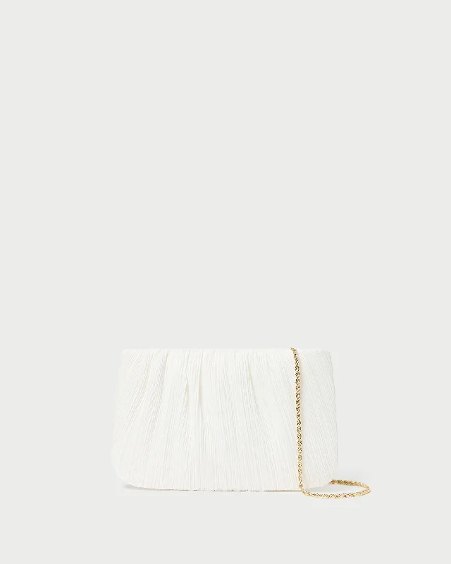 Brit White Flat Pleated Clutch