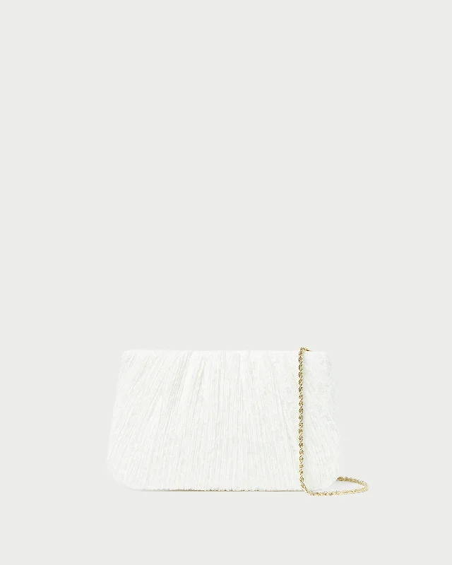 Brit White Lace Flat Clutch