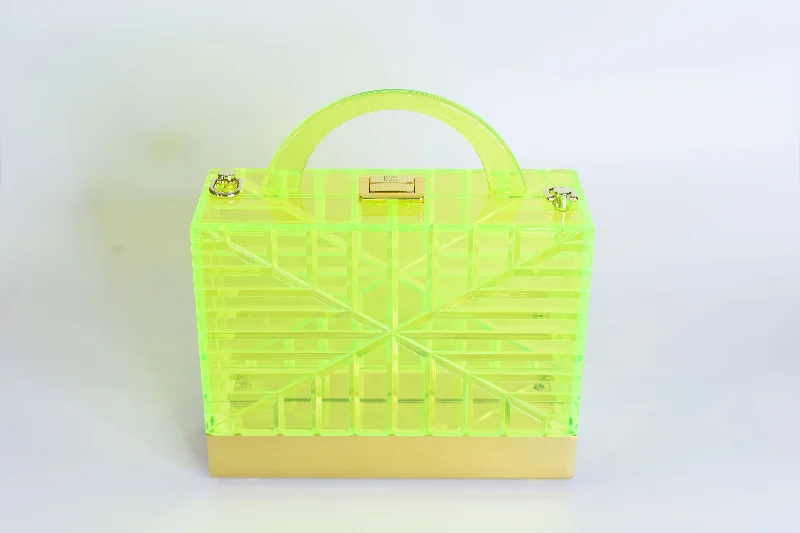 DECO CLUTCH in Neon Green/Gold