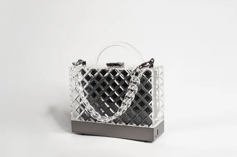 DIAMOND CLUTCH in Crystal/Black