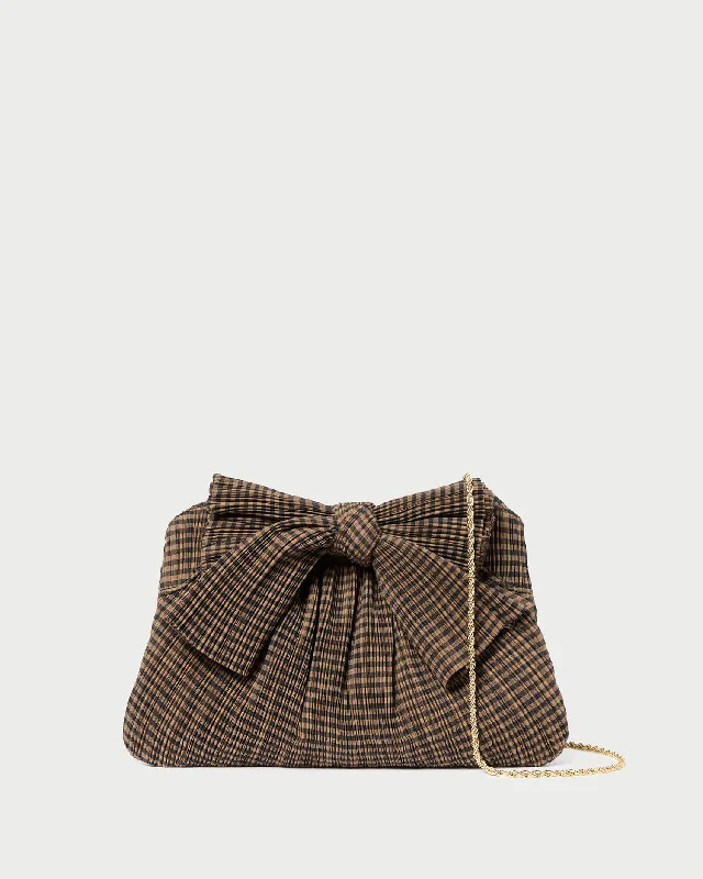 Rayne Brown/Black Pleated Bow Clutch