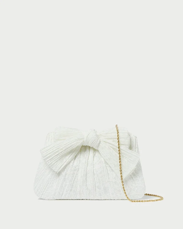 Rayne White Lace Bow Clutch