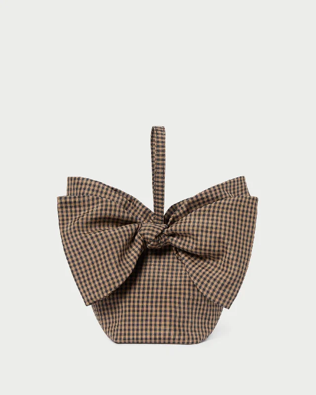 Ruby Brown/Black Check Bow Bag