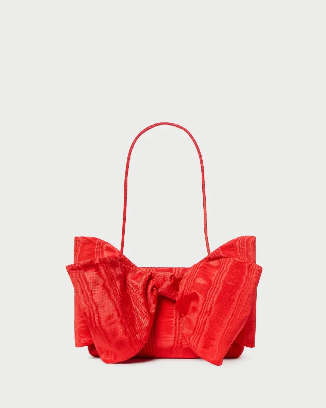 Valerie Red Moiré Bow Clutch