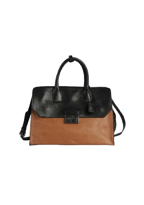 LEATHER TOP HANDLE BAG