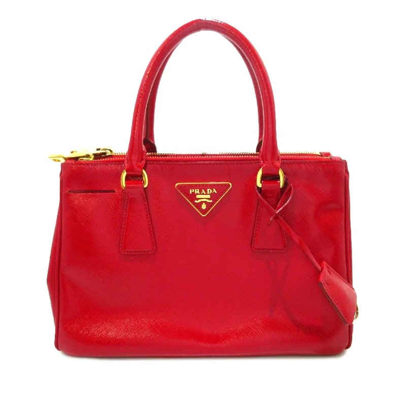 Prada Mini Saffiano Vernice Galleria Double Zip Satchel (SHG-7J2noA)